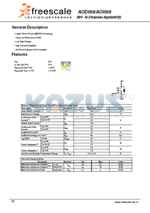 AOI508 datasheet - 30V N-Channel AlphaMOS