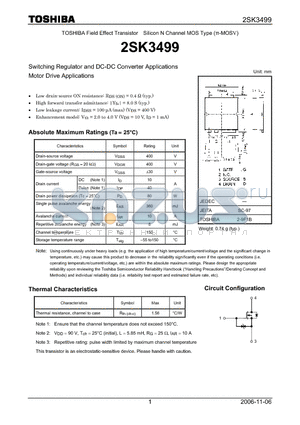 2SK3499_06 datasheet - Silicon N Channel MOS Type Switching Regulator and DC-DC Converter Applications