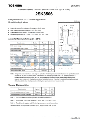 2SK3506 datasheet - Relay Drive and DC-DC Converter Applications