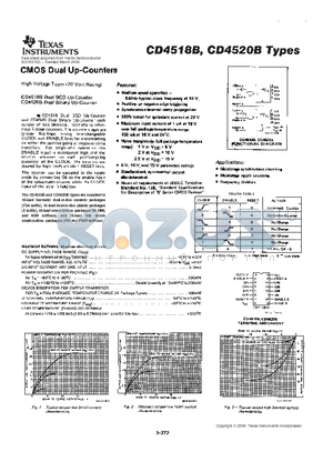 CD4518B datasheet - CMOS DUAL UP-COUNTERS