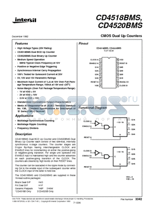 CD4518BMS datasheet - CMOS Dual Up Counters