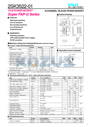 2SK3522 datasheet - N-CHANNEL SILICON POWER MOSFET