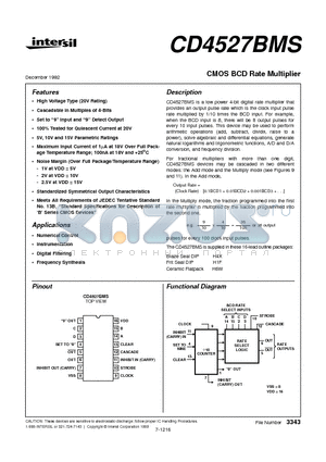 CD4527BMS datasheet - CMOS BCD Rate Multiplier