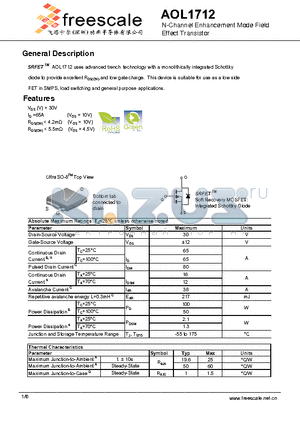 AOL1712 datasheet - N-Channel Enhancement Mode Field