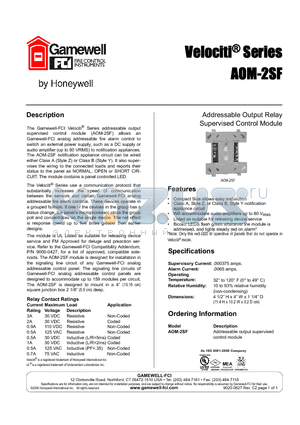 AOM-2SF datasheet - Addressable output supervised control module