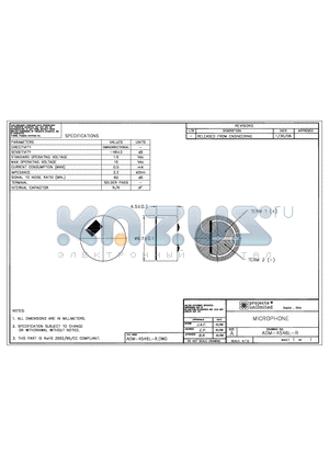 AOM-4546L-R datasheet - MICROPHONE