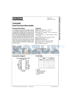 CD4538BC datasheet - Dual Precision Monostable