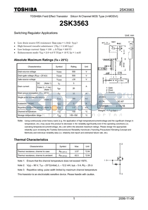 2SK3563_06 datasheet - Silicon N Channel MOS Type Switching Regulator Applications