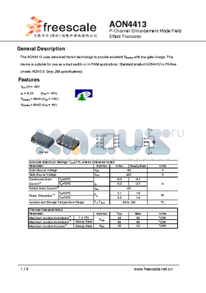 AON4413 datasheet - P-Channel Enhancement Mode Field Effect Transistor