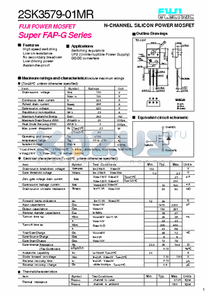 2SK3579-01MR datasheet - N-CHANNEL SILICON POWER MOSFET
