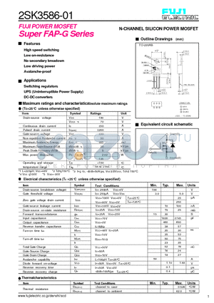 2SK3586 datasheet - N CHANNEL SILICON POWER MOSFET