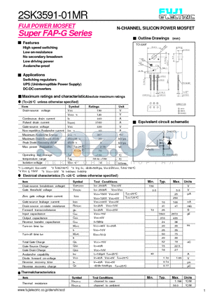 2SK3591-01MR datasheet - N-CHANNEL SILICON POWER MOSFET