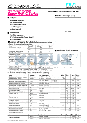 2SK3592-01SJ datasheet - N-CHANNEL SILICON POWER MOSFET