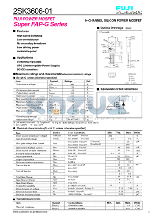 2SK3606-01 datasheet - N-CHANNEL SILICON POWER MOSFET