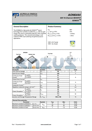 AON6444 datasheet - 60V N-Channel MOSFET