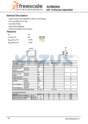 AON6506 datasheet - 30V N-Channel AlphaMOS