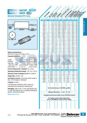 0925R-394K datasheet - Molded Shielded RF Coils
