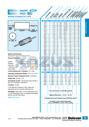 0925R-334K datasheet - Molded Shielded RF Coils