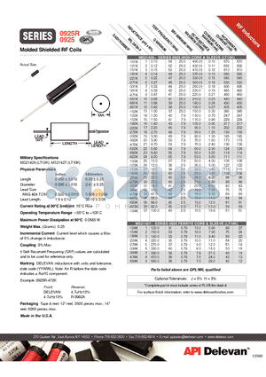 0925R-821K datasheet - Molded Shielded RF Coils