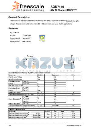 AON7410 datasheet - 30V N-Channel MOSFET