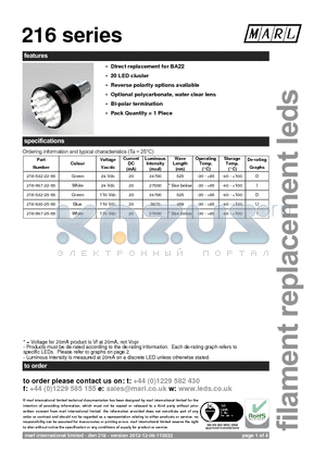 216-501-76-62 datasheet - Direct replacement for BA22