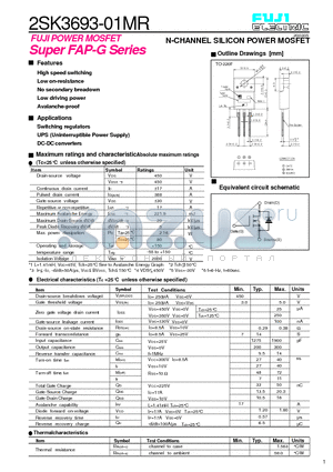 2SK3693-01MR datasheet - N-CHANNEL SILICON POWER MOSFET