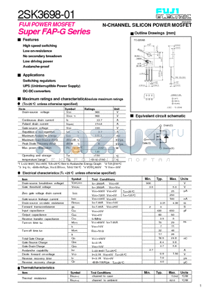2SK3698-01 datasheet - N-CHANNEL SILICON POWER MOSFET