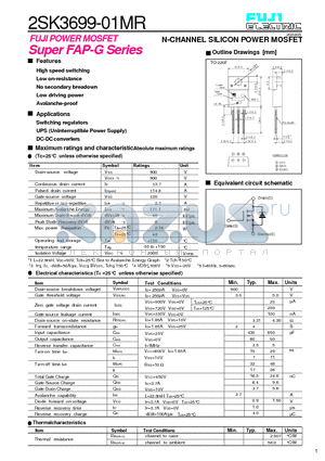 2SK3699-01MR datasheet - N-CHANNEL SILICON POWER MOSFET