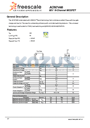 AON7446 datasheet - 60V N-Channel MOSFET