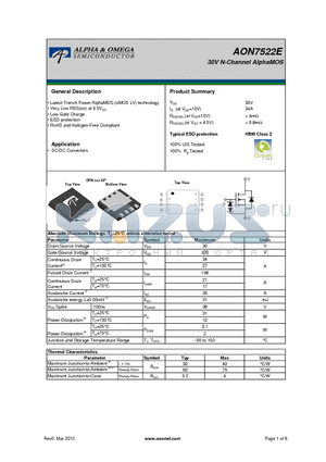 AON7522E datasheet - 30V N-Channel AlphaMOS