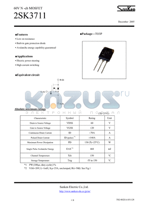 2SK3711_07 datasheet - Low on-resistance