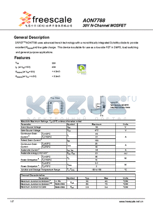 AON7788 datasheet - 30V N-Channel MOSFET