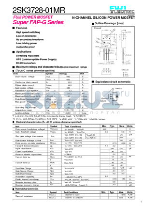 2SK3728-01MR datasheet - N-CHANNEL SILICON POWER MOSFET