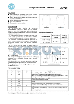 CYT101 datasheet - Voltage and Current Controller