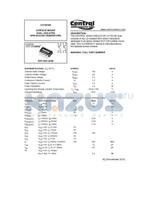 CYT3019D datasheet - SURFACE MOUNT DUAL, ISOLATED NPN SILICON TRANSISTORS