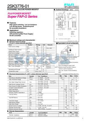 2SK3776-01 datasheet - N-CHANNEL SILICON POWER MOSFET