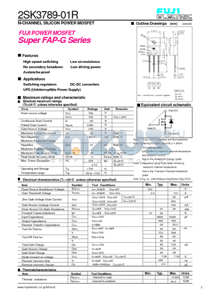 2SK3789-01R datasheet - N-CHANNEL SILICON POWER MOSFET