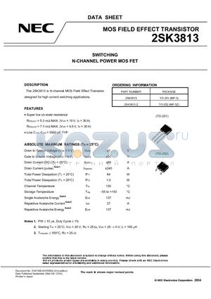 2SK3813 datasheet - SWITCHING N-CHANNEL POWER MOSFET