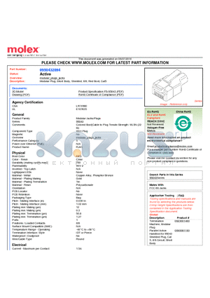 0950432894 datasheet - Modular Plug, Short Body, Shielded, 8/8, Red Boot, Cat5