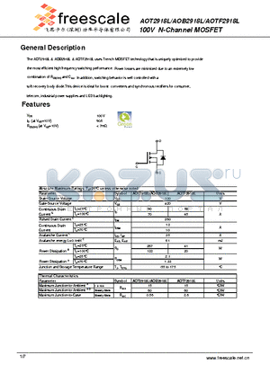 AOT2918L datasheet - 100V N-Channel MOSFET