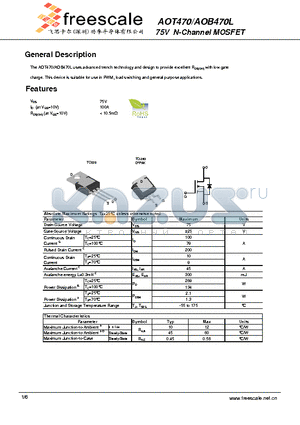 AOT470 datasheet - 75V N-Channel MOSFET