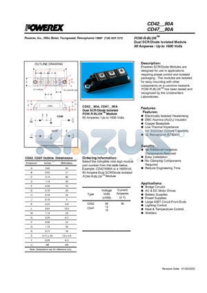 CD471690A datasheet - POW-R-BLOK Dual SCR/Diode Isolated Module 90 Amperes / Up to 1600 Volts