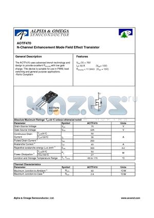 AOTF470 datasheet - N-Channel Enhancement Mode Field Effect Transistor