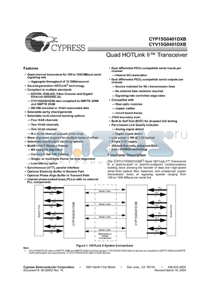 CYV15G0401DXB-BGC datasheet - Quad HOTLink II Transceiver