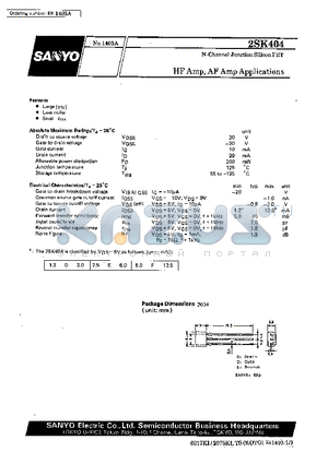 2SK404 datasheet - HF Amp, AF Amp Applications