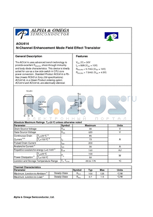 AOU414L datasheet - N-Channel Enhancement Mode Field Effect Transistor