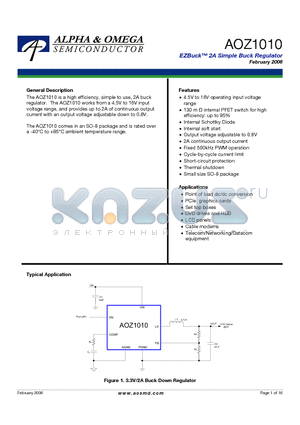 AOZ1010 datasheet - EZBuck TM 2A Simple Buck Regulator