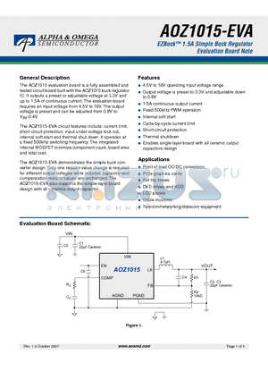 AOZ1015-EVA datasheet - EZBuck 1.5A Simple Buck Regulator Evaluation Board Note