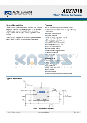 AOZ1016AI datasheet - EZBuck 2A Simple Buck Regulator