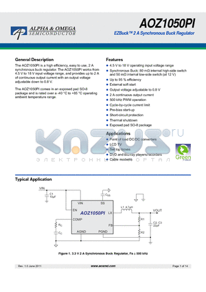 AOZ1050PI datasheet - EZBuck 2 A Synchronous Buck Regulator